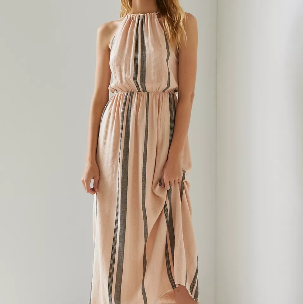 CLOTH & STONE Linen Cotton Blend Tied Halter Midi Dress M EUC